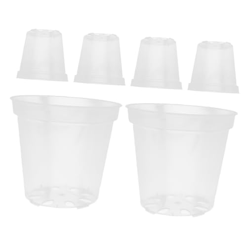CAXUSD 6 Stück Transparentes Blumentopf-Set orchideen Pflege orchideentopf klare Anzuchttöpfe für Pflanzen Pflanztopf mit Drainage Orchideen-Blumentöpfe aus Kunststoff Indoor-Töpfe von CAXUSD