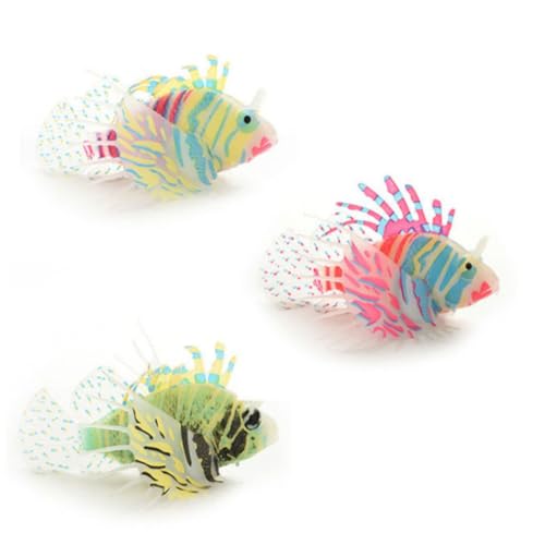 CAXUSD Aquarium-Set 3-teilig Realistisches Aquarien- Mit Rotfeuerfischen Und Schneckenfischen Keramiksockel Für Stabilität von CAXUSD