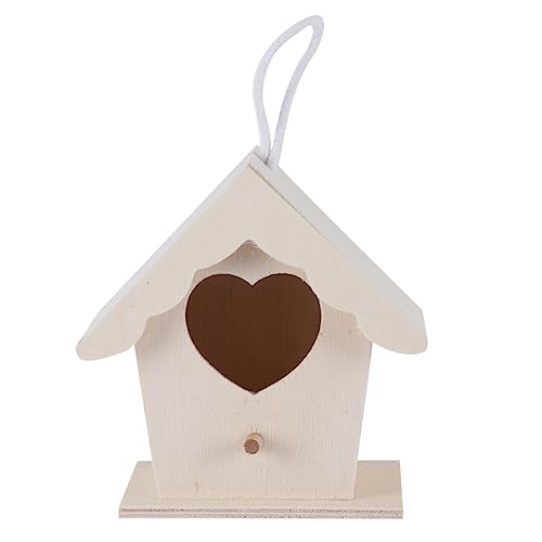 CAXUSD Miniaturvogel 4 Stück Miniatur-Vögel Mini-Finken Vogelnest Ornament Weihnachten Holzhaus Vogelhaus Zum Basteln Hängendes Vogelhaus Holzspielzeug Nest-Dekoration Zuchtbox Heller von CAXUSD