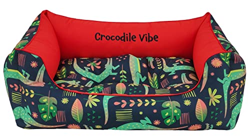 CAZO Design Daunenbett For Pets PRINT IT, Größe S - 65x50cm, Innenmaß 39x28cm, Crocodile Vibe - Rot von CAZO Design For Pets