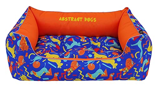 CAZO Design Daunenbett For Pets PRINT IT (L - 95x75cm, Abstract Dogs - Blau) von CAZO Design For Pets