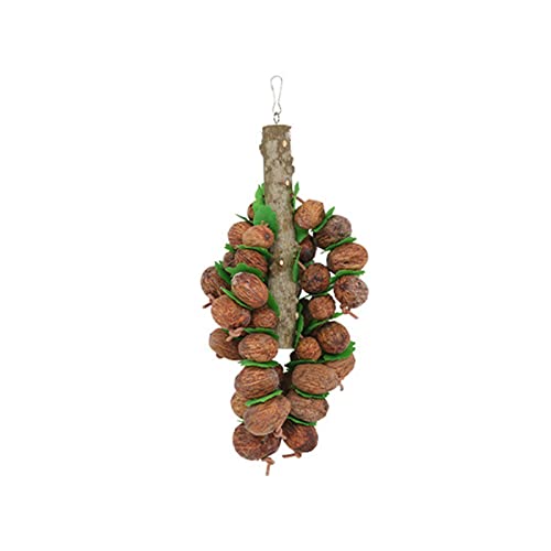 Vogelspielzeug zum Reißen von Zähnen, Stroh, Walnusskäfig, hängend, natürliche Haustierschleifzähne, Holzperlen, Papageienkäfig, Spielzeug für große Vögel von CAZSTYK