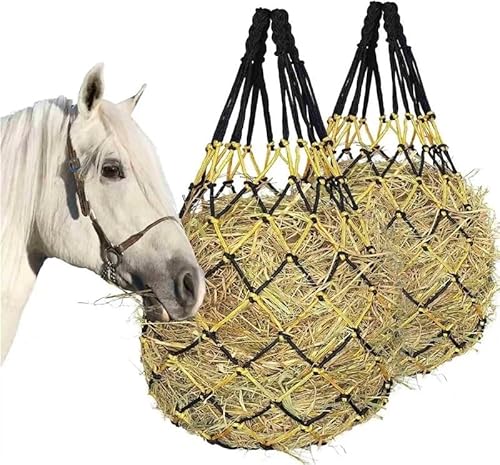 Heu-Futtertasche for Pferde, Netz for langsames Füttern von Pferden, Reise-Stalltasche, Heu-Eimer for Pferde, for Füttern und Verwalten von Haustierpferden, zur Reduzierung von Abfall(Yellow) von CBFGGOEUDFBS