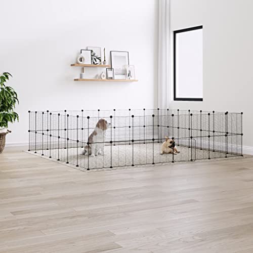 Haustierkäfig mit Tür, 60 Paneele, schwarz, 35 x 35 cm, Stahl von CBLDF