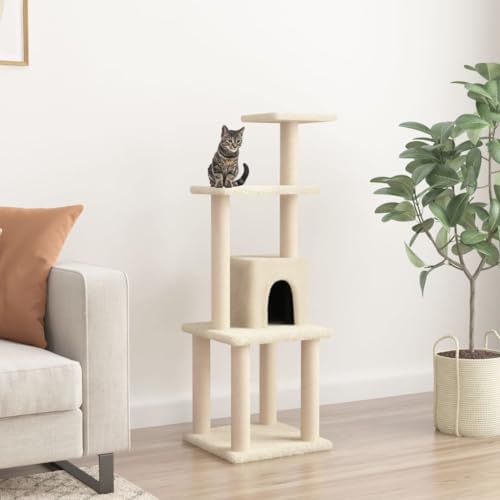 Kratzbaum mit Sisal-Kratzstämmen creme 105 cm Kratzbaum mit Sisal-Kratzstämmen creme 105 cm von CBLDF