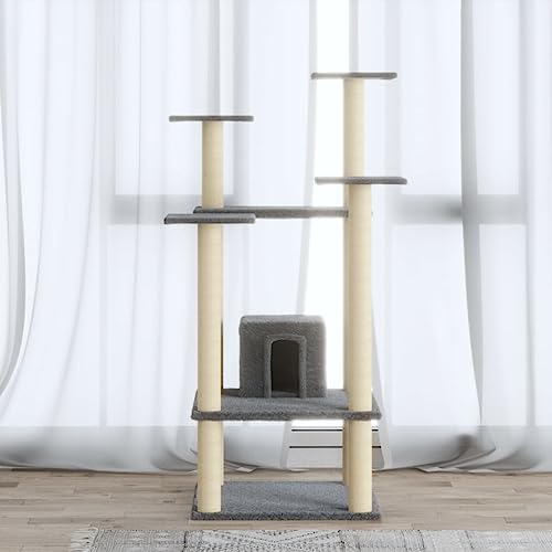 Kratzbaum mit Sisal-Kratzstämmen hellgrau 110 cm Kratzbaum mit Sisal-Kratzstämmen hellgrau 110 cm von CBLDF