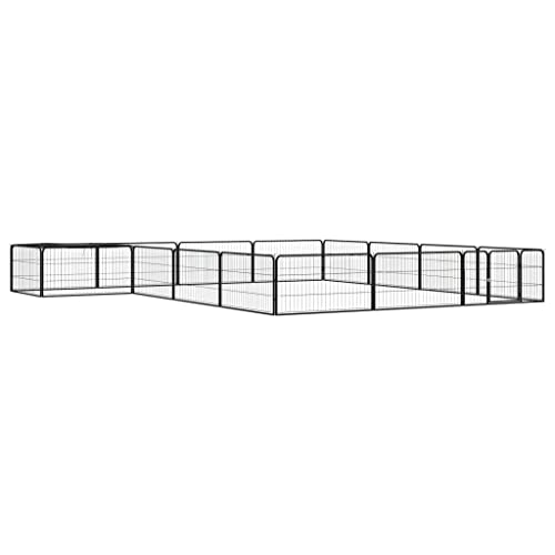 Laufgitter für Hunde, 16 Paneele, schwarz, 100 x 50 cm, pulverbeschichteter Stahl von CBLDF