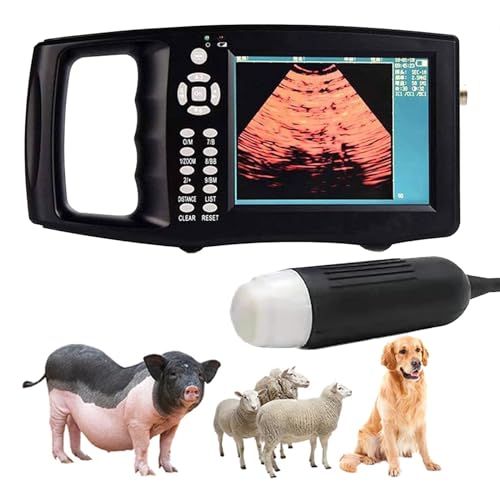 CBLdF Tragbarer Ultraschallscanner für die Veterinärmedizin, 3 Sondenoptionen, (B, M, BM, B+B, 4B) Anzeigemodus, 5,6-Zoll-HD-Bildschirm, für Schafe, Hunde, Katzen, Schweine, Pferde, Kuh,A von CBLdF