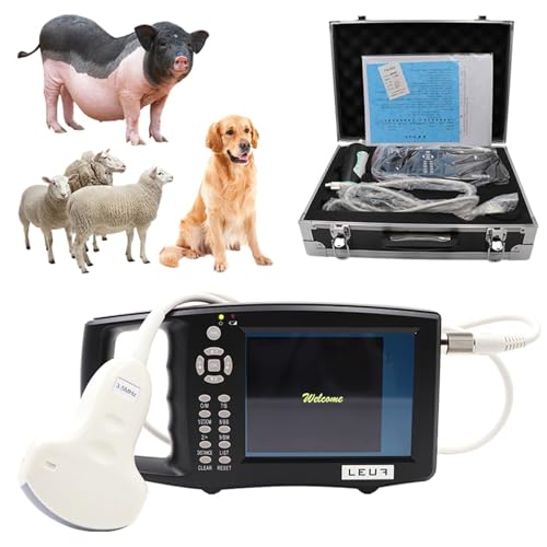 CBLdF Ultraschallscanner Veterinär, 3,5 MHz Veterinär-B-Ultraschall-Mechanik-Sektorsonde, (B, M, BM, B+B, 4B) Anzeigemodus, 5,6-Zoll-HD-Bildschirm, für Schafe, Hunde, Katzen und Schweine von CBLdF