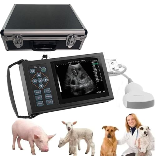 Ultraschallscanner Veterinär, Tragbarer B-Ultraschallscanner mit Sonde, 5,6-Zoll-LED-Display, (B, B+B, 4B, BM, M) Anzeigemodus, Videowiedergabefunktion, für Schwein, Schaf, Hund, Katze Verwenden,B von CBLdF