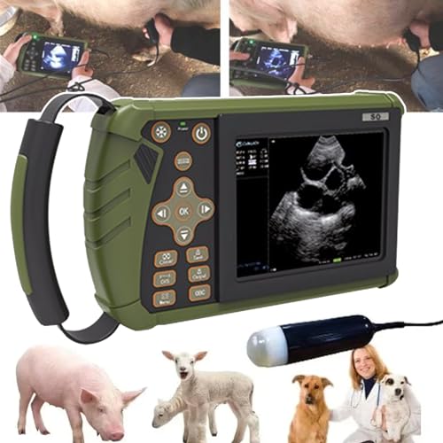 Ultraschallscanner Veterinär, tragbarer Veterinär-B-Ultraschallscanner mit 3,5-MHz-Sonde, 5,6-Zoll-LED-Display-Ultraschallscanner-Kit, 8 Pseudofarben, HD-Bilder, für Schweine, Schafe, Hunde, Katzen von CBLdF