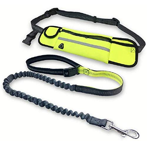 Strapazierfähige freihändige Bungee-Hundeleine mit Tasche, reflektierendem, verstellbarem Hüftgurt, Laufleine for mittelgroße Hunde einfach und bequem ( Color : A ) von DIAGRAM