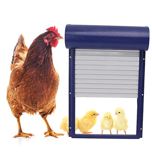 Automatische Hühnerstalltür, Solarbetriebene Hühnerstalltür für Zuchtbetrieb, mit Zeitschaltuhr, Lichtsensor, Fernbedienung, Vollaluminium, blau (EU-Stecker) von CCYLEZ