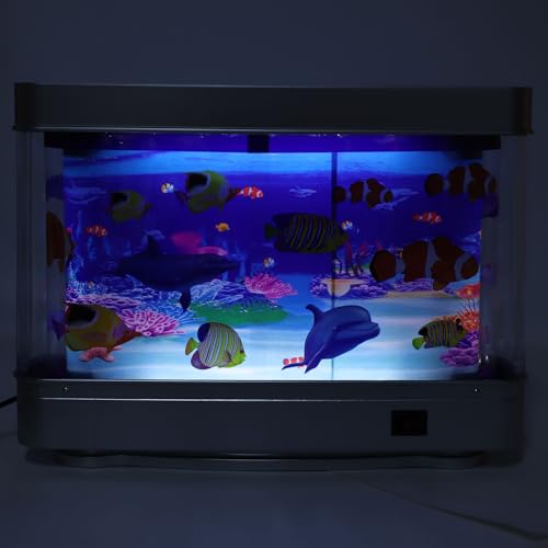 Mini-Aquarium, Aquarium-Spielzeug mit Beweglichen Fischen, LED-Aquarium mit Nachtlichtern für Katzen oder, Lebensechtes Künstliches Aquarium für Schlafzimmer, Büro-Schreibtische von CCYLEZ