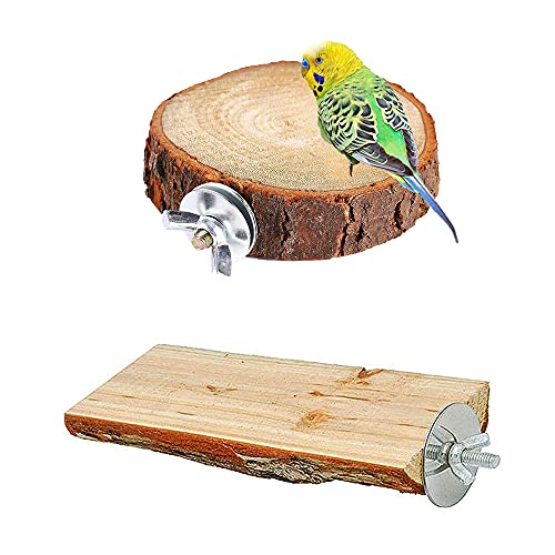 Rkllejs 2 Stücke Naturholz Sitzstangen, Sitzstangen Vögel, Vögel Sitzstangen aus Naturholz, Natur Sitzstangen Set für Vögel, für Papageien, Aras, Kakadus, Sittiche, Wellensittiche, 2 Stile von Rkllejs