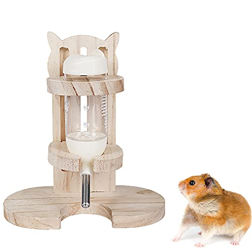 Automatisch HäNgende Wasserflasche, Hamster Wasserspender, Meerschweinchen Wasserflasche, Mit Verstellbarem Holzständer, für Zwerghamster, Goldhamster, Farbige Mäuse, Prärielemminge Verwendet von Rkllejs