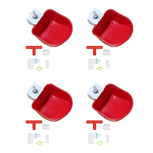 4 Stück Automatische Tränke aus Kunststoff für Geflügel mit Schlauchbefestigung für Federwild Universal Rot von CDQL
