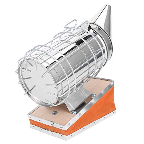 CDQL Imkerraucher aus Edelstahl, Großer Profi-Bienenräucherer mit Rotem Rindsleder-Rauchaufbewahrungsteil, Montagehaken, Einfach zu Transportieren und Aufzubewahren, Imkereiausrüstung von CDQL