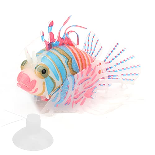 CDQL Simulationsfisch – 4,5 X 3,1 Zoll Leuchtender Löwenfisch aus Silikon mit Saugnapf und LED-Lichtern – Farbenfrohes Aquarium-Landschaftsornament, Einstellbare Länge für die (Pink von CDQL