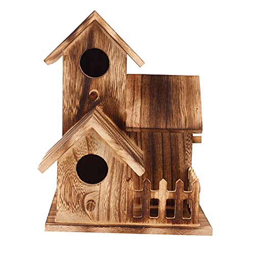 Vogelhaus aus Holz, 4-Loch-Vogelhaus aus Holz, Kleiner Vogelnistkasten für den Außenbereich, Vogelhaus, Heimtierbedarf, Dekoration von CDQL