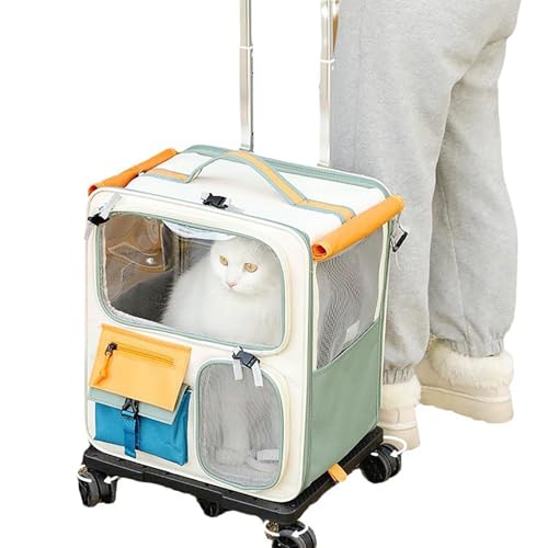 Tragbarer Katzentragerucksack – Große Haustier-Reisetasche mit atmungsaktivem Netzgewebe, abnehmbarem Trolley und Snacktaschen, ideal für kleine Hunde und Katzen, für Wanderungen und Ausflüge Tragbarer Katzentragerucksack – Große Haustier-Reisetasche mit atmungsaktivem Netzgewebe, abnehmbarem Trolley und Snacktaschen, ideal für kleine Hunde und Katzen, für Wanderungen und Ausflüge von CDULOKLB