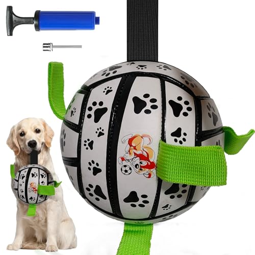 CEASELESLY Hund Fußball,Hundespielzeug Ball mit Greiflaschen,Dauerhaft Hundespielzeug Ball mit Griff,mit Ballpumpe und Nadel,Geeignet Zum Trainieren,Hundeball für Outdoor,Indoor,Rasen,Schwimmen von CEASELESLY