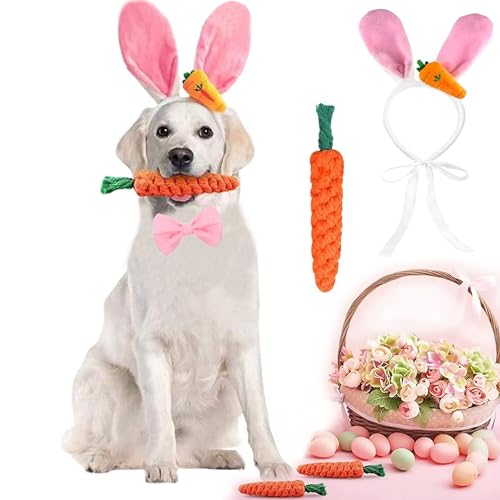 CEASELESLY Osterhunde-Stirnbänder,Hund Osterhase Kostüm,Karotte Haarband,Puppy Karotte Seil Spielzeug Geflochtene,Verstellbar Haustier Ostern Party Kostüm Zubehör für Hund Katze Welpen CEASELESLY Osterhunde-Stirnbänder,Hund Osterhase Kostüm,Karotte Haarband,Puppy Karotte Seil Spielzeug Geflochtene,Verstellbar Haustier Ostern Party Kostüm Zubehör für Hund Katze Welpen von CEASELESLY
