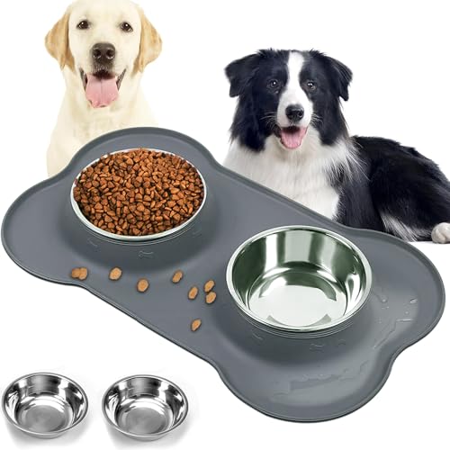 Edelstahl Hundenäpfe Satz,Hund Futternapf,2 x 400ml Edelstahl Doppel Napf,mit Napfunterlage aus Silikon,Hundeschüssel für kleine mittelgroße Hunde,Katzen/Welpen, Tierfutter.CEASELESLY Edelstahl Hundenäpfe Satz,Hund Futternapf,2 x 400ml Edelstahl Doppel Napf,mit Napfunterlage aus Silikon,Hundeschüssel für kleine mittelgroße Hunde,Katzen/Welpen, Tierfutter.CEASELESLY von CEASELESLY
