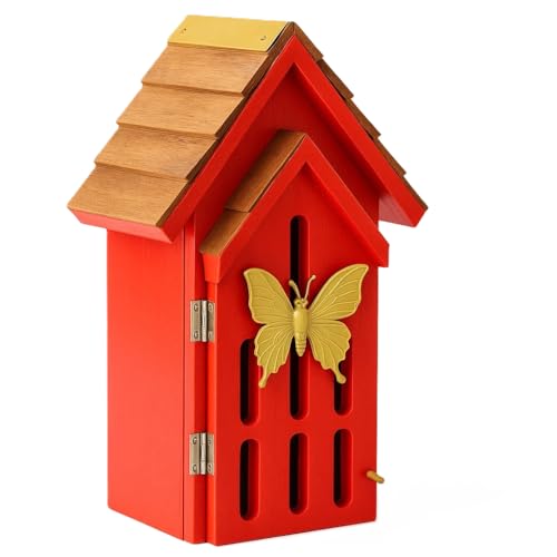 Schindeldach, Schmetterlingshaus für den Außenbereich, Vintage-Stil, Zedernholz, Bienenhaus für den Garten, offene Tür für einfache Reinigung, Konservierung, Unterschlupf Hotel mit Haken zum Aufhängen Schindeldach, Schmetterlingshaus für den Außenbereich, Vintage-Stil, Zedernholz, Bienenhaus für den Garten, offene Tür für einfache Reinigung, Konservierung, Unterschlupf Hotel mit Haken zum Aufhängen von CEDAR ALPHA