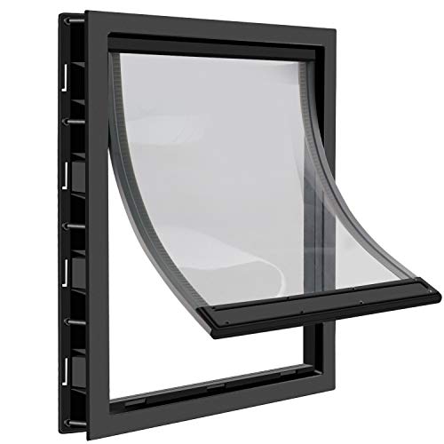 CEESC Große Hundeklappe mit weicher, transparenter Magnetklappe und einrastbarer Verschlussplatte, Premium-Haustür aus PVC-Kunststoff für große Hunde (XL, Schwarz) von CEESC