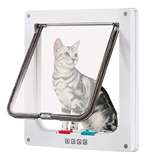 CEESC Große Katzentür (Außengröße 27,9 x 24,9 cm), 4-Wege-Verriegelung Katzentür für Fenster & Schiebetür, wetterfeste Katzenklappentür für Katzen & Hunde mit Umfang < 63 cm von CEESC