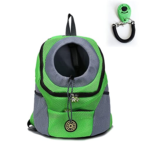 Tragetuch Hund,Hundetragetasche Doppelter Schulter Hundeträger Rucksack mit Pet Clicker Outdoor atmungsaktive Hundebeutel Frontnetz for Reisen for Kitty-Welpen (Color : Green, Size : L) von CEFPOD