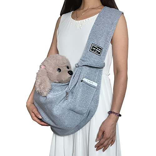 Tragetuch Hund,Hundetragetasche Outdoor Haustier Tasche Hundetasche Atmungsaktive Katze Träger Reise Handtasche Pouch Einzelner Schulter Träger Kätzchen Front Cover Welpen (Color : Grey) von CEFPOD