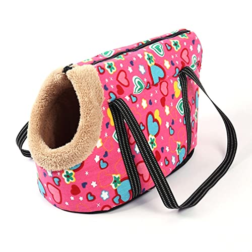Tragetuch Hund,Hundetragetasche Outdoor Reise Haustier gemütlich schulterband Taschen landstil floral welpen Hund träger weich warm schlafendes hängendest für (Color : Red Heart, Size : S) von CEFPOD