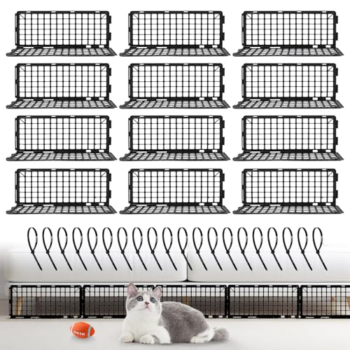 CEIEVER Untersofablocker für Haustiere, unter der Couch, Blocker für Spielzeug, 12 Stück, Bettlückenfüller, Doppelbett mit 20 Bändern, PVC-Unterbett-Blocker für Teppiche und glatte Böden von CEIEVER