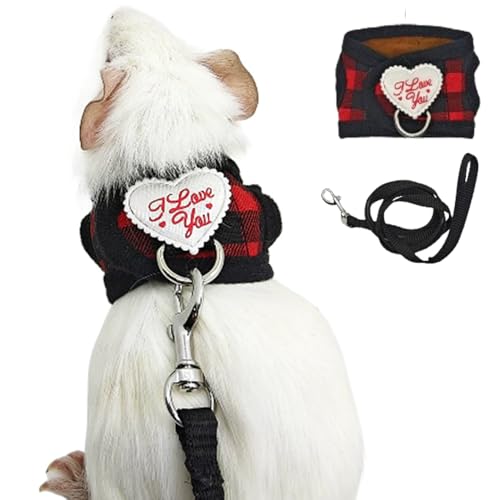 CELONROMF Meerschweinchen-Geschirr und Leine, Set mit rotem Karomuster für kleine Tiere, Kleidung, Frettchen, Zubehör, kleines Haustier-Outfit, niedliches Laufzubehör für Kätzchen, Zwerg, Kaninchen von CELONROMF