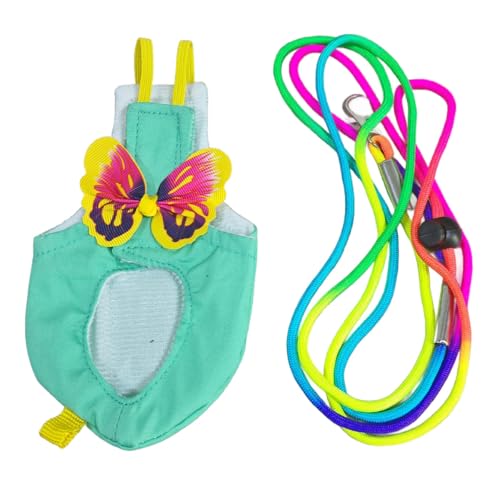 CELONROMF Papageiengeschirr und Leine, Set mit Windel, verstellbarer Fluganzug mit Schleife und Sicherheitskordel für Conures, Graupapageien, Sittiche, Tauben (Gelb-M) von CELONROMF