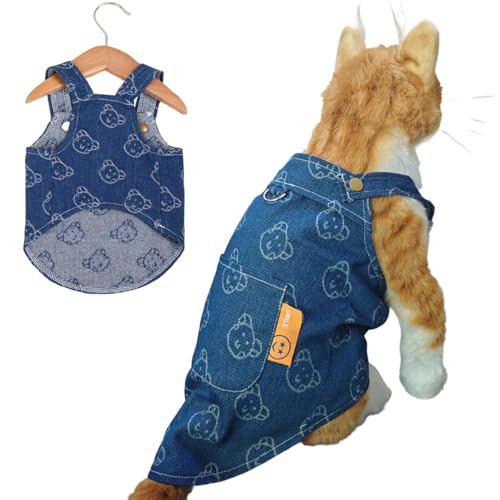 CELONROMF Walking-Ready Pet Jeans – atmungsaktiver Denim mit D-Ring und Druckknöpfen | passende Bären-Outfits für Hunde- und Katzenpaare | maschinenwaschbar (Größe S-XL) (Größe L, Jacke) von CELONROMF