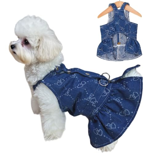 CELONROMF Walking-Ready Pet Jeans – atmungsaktiver Denim mit D-Ring und Druckknöpfen | passende Bären-Outfits für Hunde- und Katzenpaare | maschinenwaschbar (Größe S-XL) (groß, Rock) von CELONROMF
