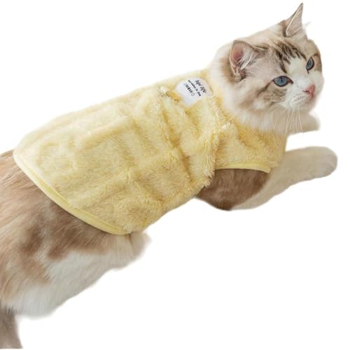Hipi Life Fleece-Weste für Katzen und kleine Hunde, ausbruchsicheres 2-Bein-Design mit D-Ring-Leine, Polyester-Fleece, maschinenwaschbar (mehrere Farben), Gelb, Größe L von CELONROMF