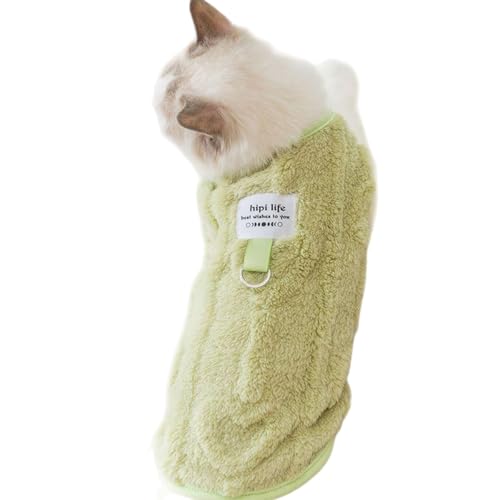 Hipi Life Fleece-Weste für Katzen und kleine Hunde, ausbruchsicheres 2-Bein-Design mit D-Ring-Leine, Polyester-Fleece, maschinenwaschbar (mehrere Farben), Grün, Größe L von CELONROMF
