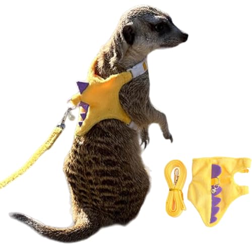 Transportbox und Blätter-Set, Kleintierweste, Tragetasche mit Sicherheitsglocke, Dinosaurier-Form, Gehanzug für Kaninchen, Meerschweinchen, Teetassen, Chihuahuas und andere kleine Haustiere (Gelb) von CELONROMF