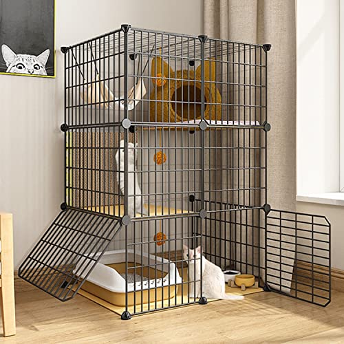 CENAP 3-stöckiger Katzenkäfig, großes DIY-Katzengehege, Katzenlaufstall für kleine Tiere, DIY-Haustierkäfige für Katzen, mit Katzenhängematte + Katzennest + Katzentoilette + Katzennapf + Katzenkra CENAP 3-stöckiger Katzenkäfig, großes DIY-Katzengehege, Katzenlaufstall für kleine Tiere, DIY-Haustierkäfige für Katzen, mit Katzenhängematte + Katzennest + Katzentoilette + Katzennapf + Katzenkra von CENAP
