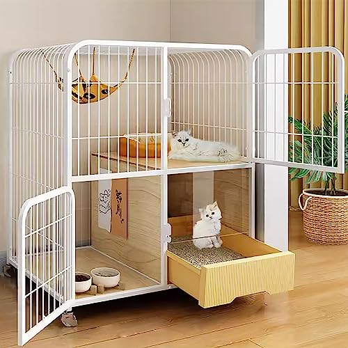 CENAP Großer Katzenkäfig, Katzenkäfig für Katzen im Innenbereich, Kleintierkäfige, mit Katzentoilette und Katzentoilette, mit Rollen an der Unterseite, frei verschiebbar, für 1–2 Katzen, Frettchen CENAP Großer Katzenkäfig, Katzenkäfig für Katzen im Innenbereich, Kleintierkäfige, mit Katzentoilette und Katzentoilette, mit Rollen an der Unterseite, frei verschiebbar, für 1–2 Katzen, Frettchen von CENAP