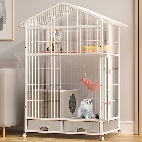 CENAP Großer Katzenkäfig für den Innenbereich, mit um 360° drehbaren Rollen, Katzenkäfig aus Draht, Laufstall, Tierkäfig, mit geschlossener Katzentoilette und Zwei separaten ausziehbaren Aufbewahr CENAP Großer Katzenkäfig für den Innenbereich, mit um 360° drehbaren Rollen, Katzenkäfig aus Draht, Laufstall, Tierkäfig, mit geschlossener Katzentoilette und Zwei separaten ausziehbaren Aufbewahr von CENAP