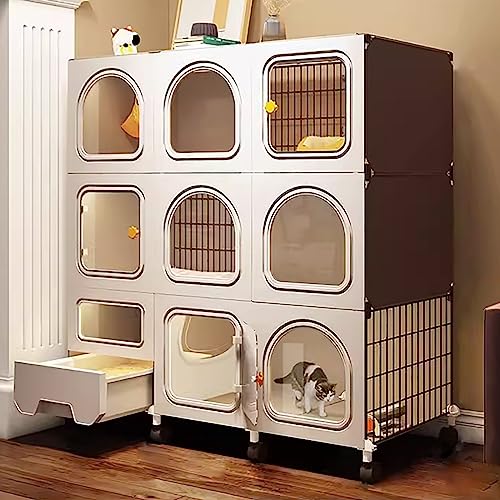 CENAP Katzenkäfig für den Innenbereich, Katzengehege, Katzenkäfig, ausziehbare Katzentoilette mit Katzentoilette, tragbar, einfach zu montieren, für 1–2 Katzen, Frettchen, Chinchilla, Kaninchen, K von CENAP
