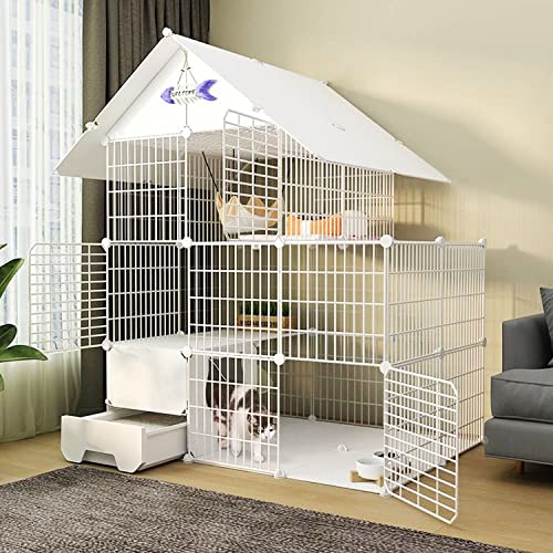 CENAP Katzenkäfig für den Innenbereich mit Katzentoilette, große 2/3-stöckige Katzenhütte, Katzenkäfig-Ecke, DIY-Katzenlaufstall für Kleintiere, Kätzchenkiste, Katzengehege, Übungsplatz, ideal für CENAP Katzenkäfig für den Innenbereich mit Katzentoilette, große 2/3-stöckige Katzenhütte, Katzenkäfig-Ecke, DIY-Katzenlaufstall für Kleintiere, Kätzchenkiste, Katzengehege, Übungsplatz, ideal für von CENAP