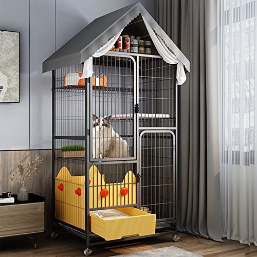 CENAP Katzenkäfig für drinnen, Katzenkäfig, Katzenkäfig, Katzenhütte, mit ausziehbarer Katzentoilette, Katzenkletterleiter, Stauraum Oben, Räder unten, starker Halt, für 1–2 Katzen, Kaninchen (Far CENAP Katzenkäfig für drinnen, Katzenkäfig, Katzenkäfig, Katzenhütte, mit ausziehbarer Katzentoilette, Katzenkletterleiter, Stauraum Oben, Räder unten, starker Halt, für 1–2 Katzen, Kaninchen (Far von CENAP