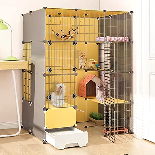 CENAP Katzenkäfig mit Katzentoilette, Innengehege für Katzenkäfige, halbgeschlossener großer Katzenkäfig mit 4 Etagen, DIY-Katzenlaufstall für den Innenbereich, großer Übungsplatz, ideal für 1–4 K CENAP Katzenkäfig mit Katzentoilette, Innengehege für Katzenkäfige, halbgeschlossener großer Katzenkäfig mit 4 Etagen, DIY-Katzenlaufstall für den Innenbereich, großer Übungsplatz, ideal für 1–4 K von CENAP