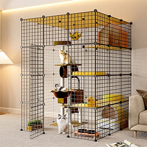 CENAP Katzenkäfige für den Innenbereich, groß, Katzengehege, Katzenschrank, 4 Etagen, halbgeschlossener Katzenkäfig für den Innenbereich, DIY-Katzenlaufstall, Katzenvilla, großer Auslaufplatz für CENAP Katzenkäfige für den Innenbereich, groß, Katzengehege, Katzenschrank, 4 Etagen, halbgeschlossener Katzenkäfig für den Innenbereich, DIY-Katzenlaufstall, Katzenvilla, großer Auslaufplatz für von CENAP
